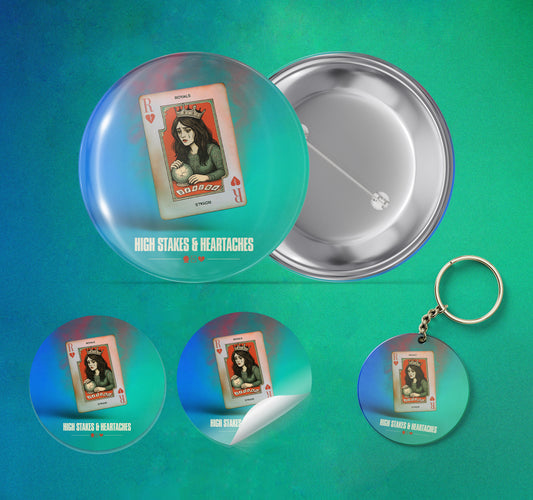 Keyring, Badge & Stickers Bundle