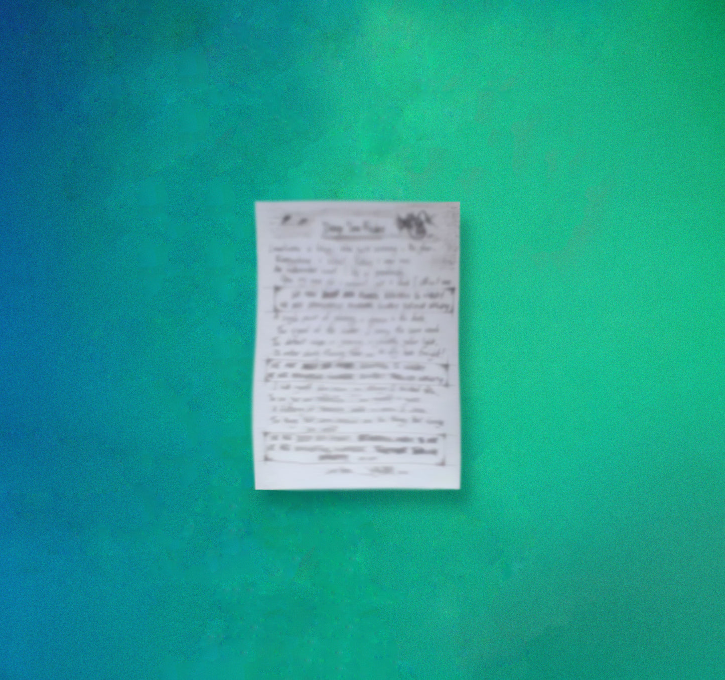 Handwritten lyric sheet